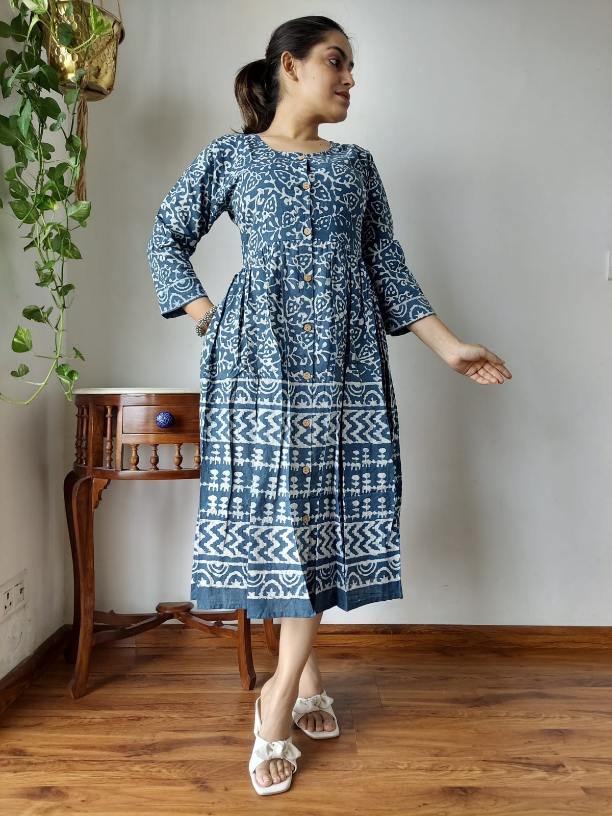 Hand Printed Cotton Dress – Allure Shopping