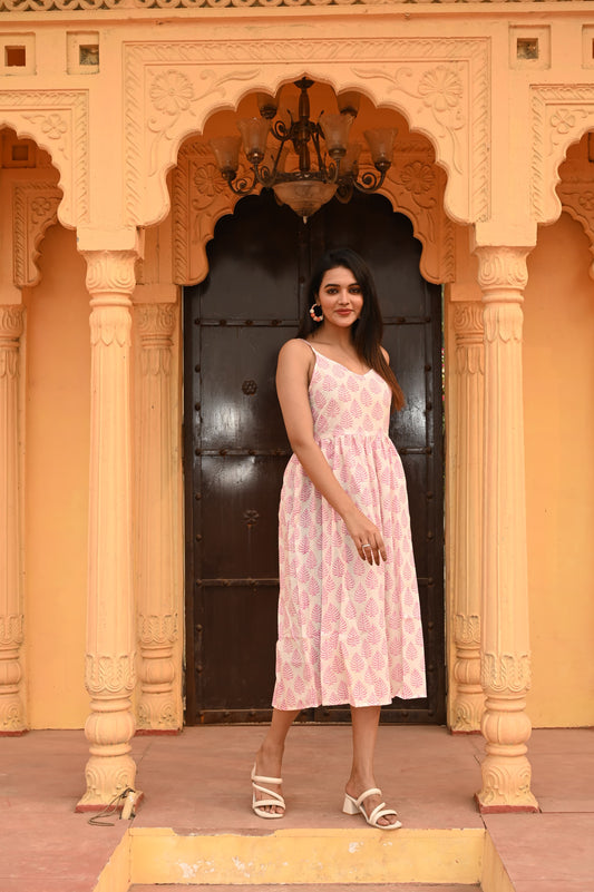 Blush Breeze Pure Cotton Sleeveless Dress