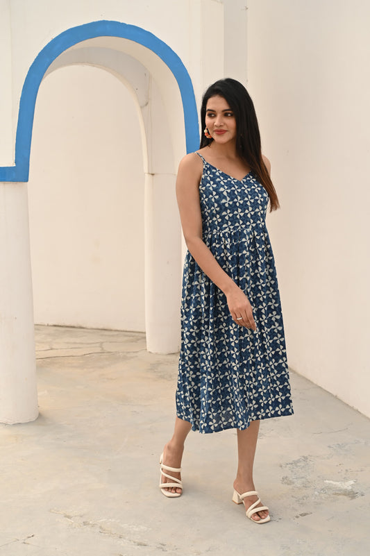 Ocean Mist Pure Cotton Sleeveless Dress