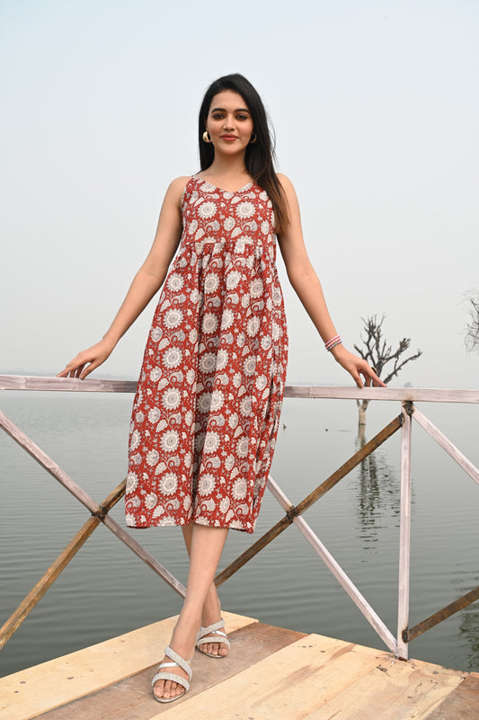 Flow & Glow Pure Cotton Sleeveless Dress