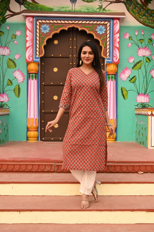 Cherry Mist Pure Cotton Long Kurti