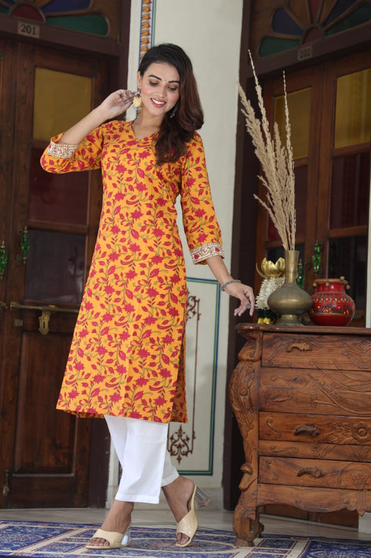 Saffron Spirit Pure Cotton Long Kurti