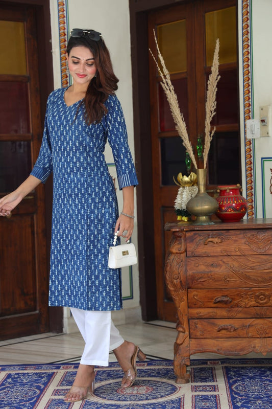 Sapphire Sky Pure Cotton Long Kurti