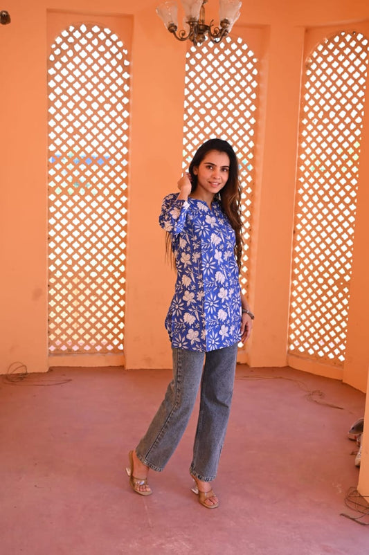 Eternal Indigo Pure Cotton Short Kurti