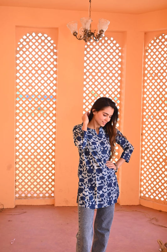 Mystic Indigo Pure Cotton Short Kurti