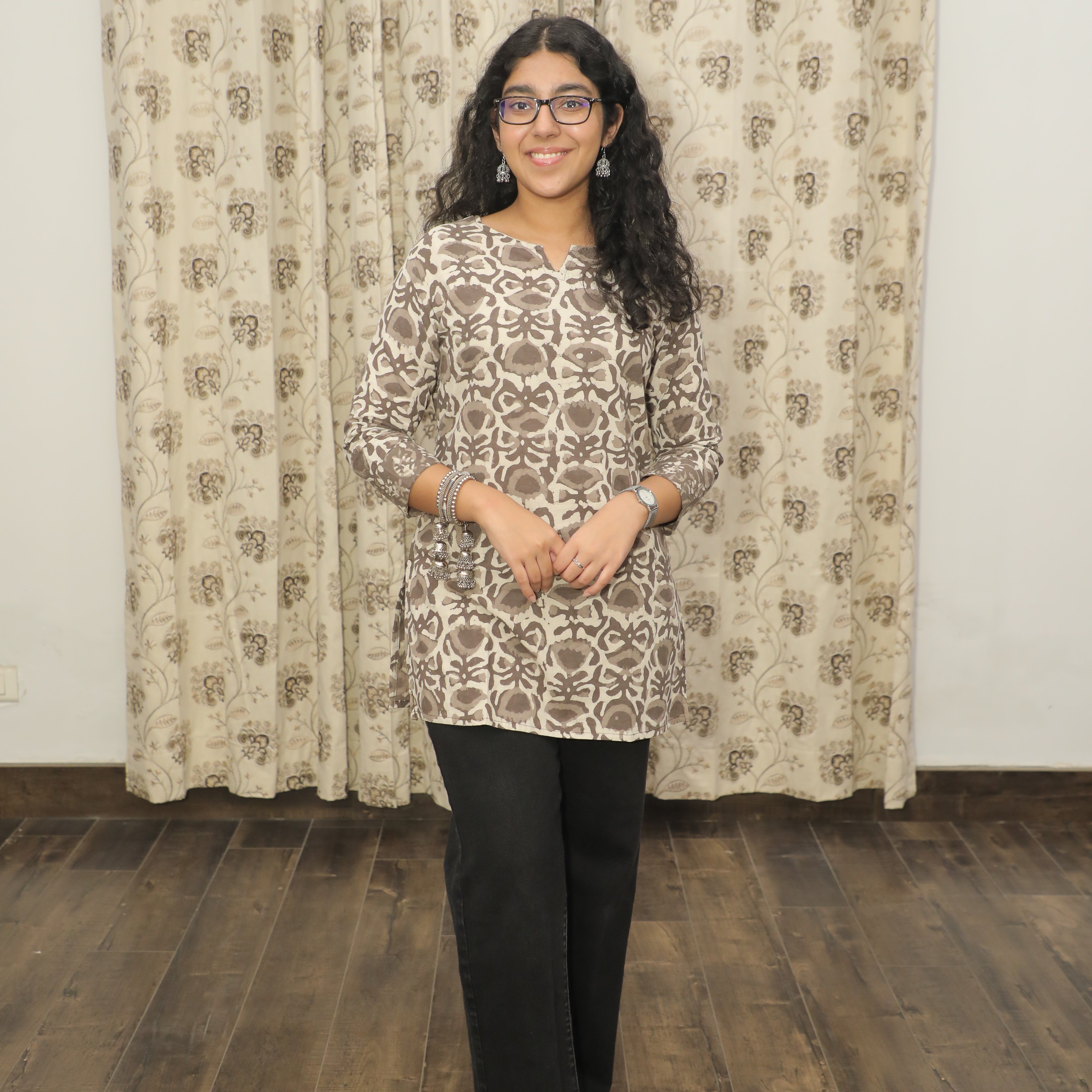 Ivory Smoke Pure Cotton Short Kurti