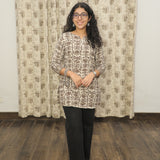 Ivory Smoke Pure Cotton Short Kurti