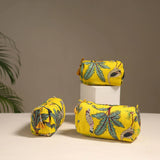 Yellow Jungle Tote Bag with Zip & Set of 3 pouches combo