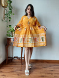 Hand Block Printed Free-Size Short Kaftan Dress