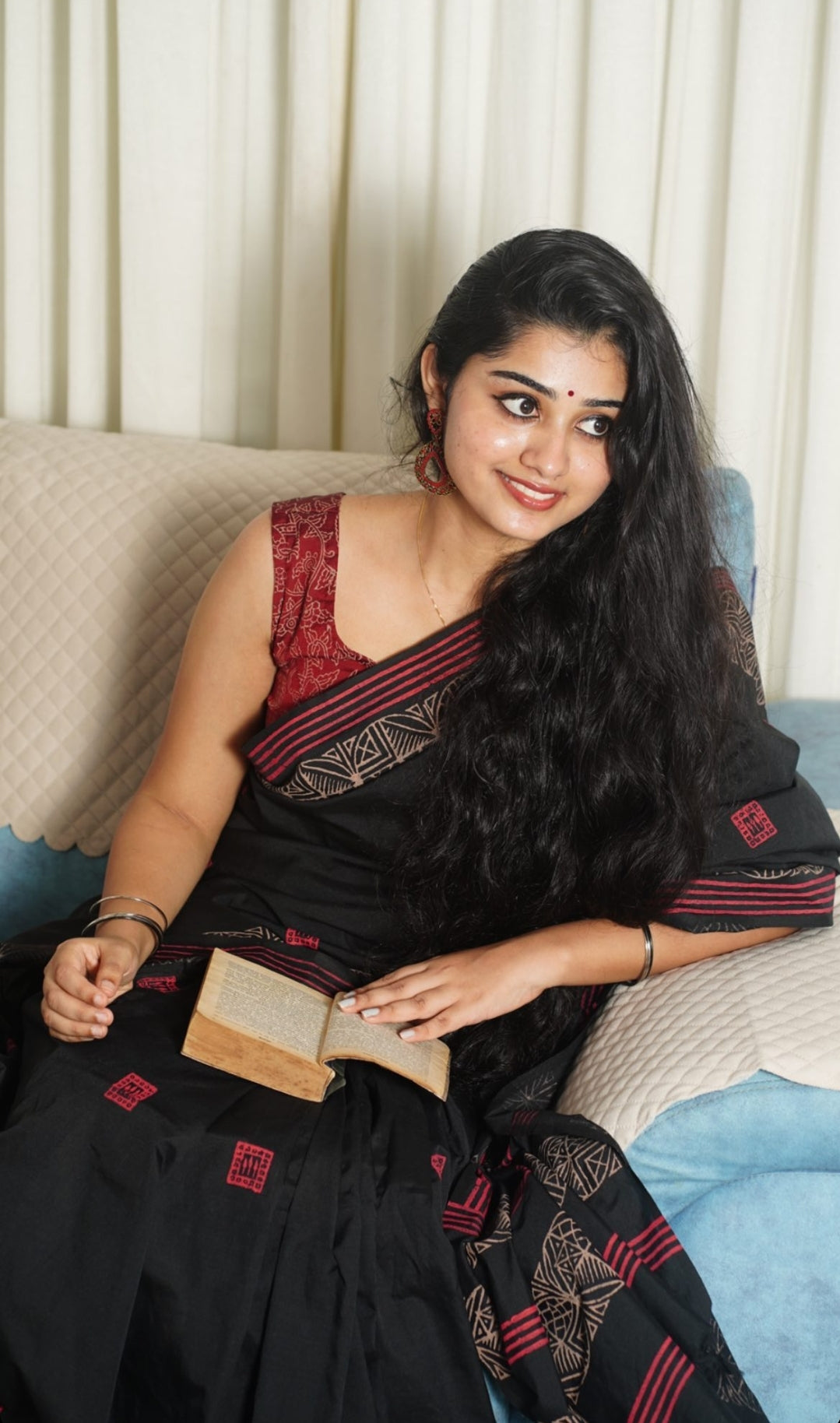South Indian Cotton Hand-Printed saree