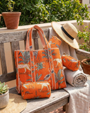 Orange Jungle Tote Bag with Zip