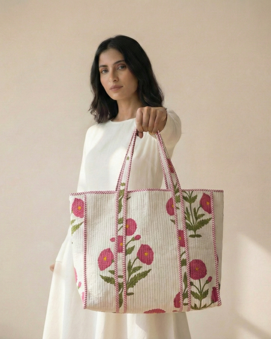 Soft Pink Tote Bag with Zip