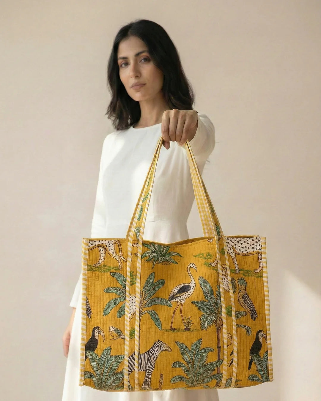 Jungle Glow Tote Bag with Zip