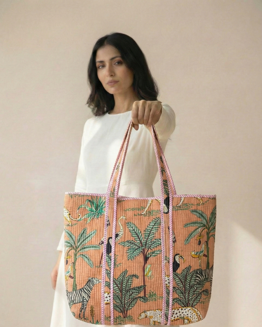 Jungle Bay Tote Bag with Zip