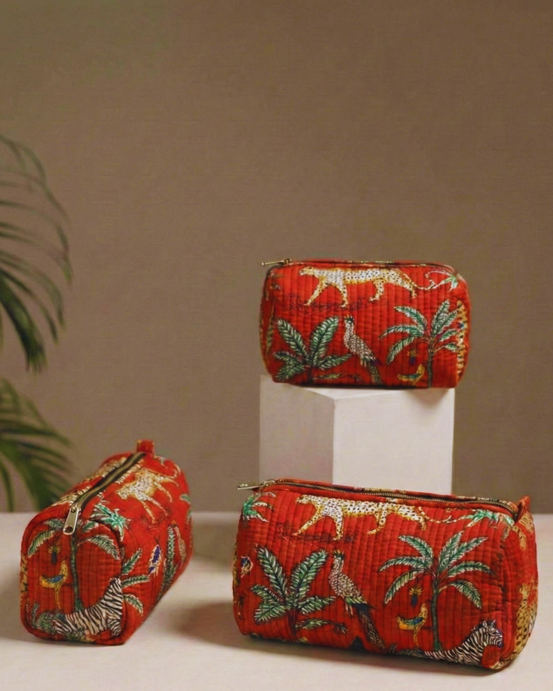 Laal Rang Quilted Tote Bag with Zip