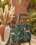 Bottle Green Jungle Tote Bag with Zip