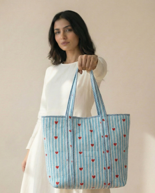 Limited Edition Heartthrob Blue Tote Bag with Zip