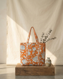 Orange & White Bag with Zip