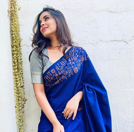 South Indian Cotton Hand-Printed saree
