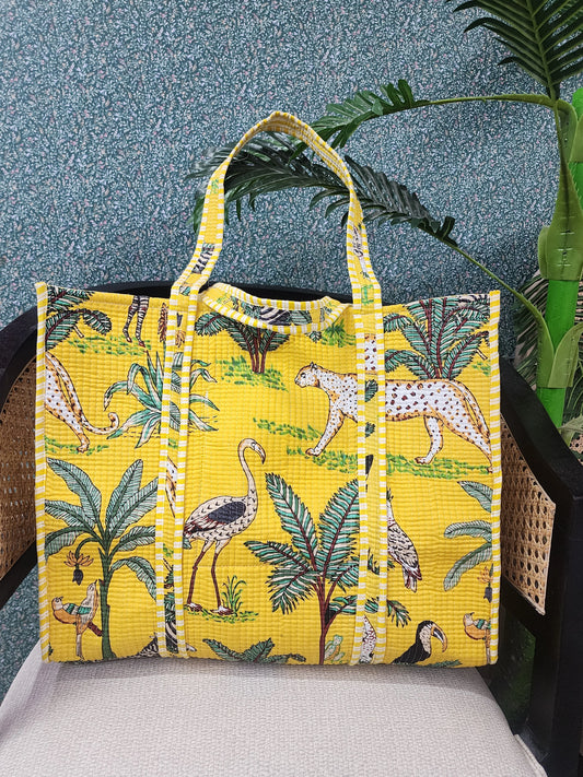 Jungle Glow Tote Bag with Zip