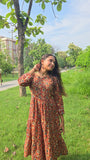 Cherry Mosaic Pure Cotton Dress With Pocket