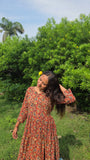 Cherry Mosaic Pure Cotton Dress With Pocket