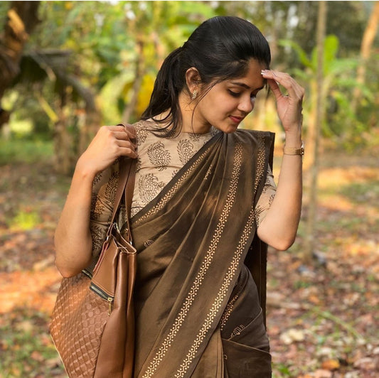 South Indian Cotton Hand-Printed saree