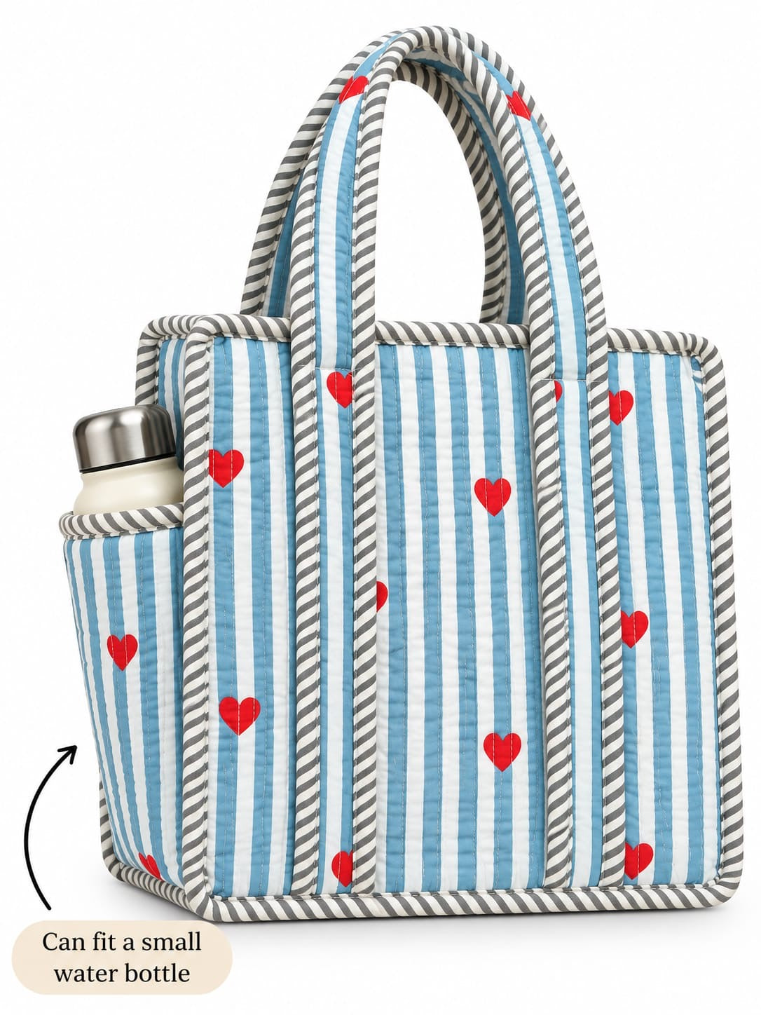 Blue Hearty · Quilted Cotton Tote Bag