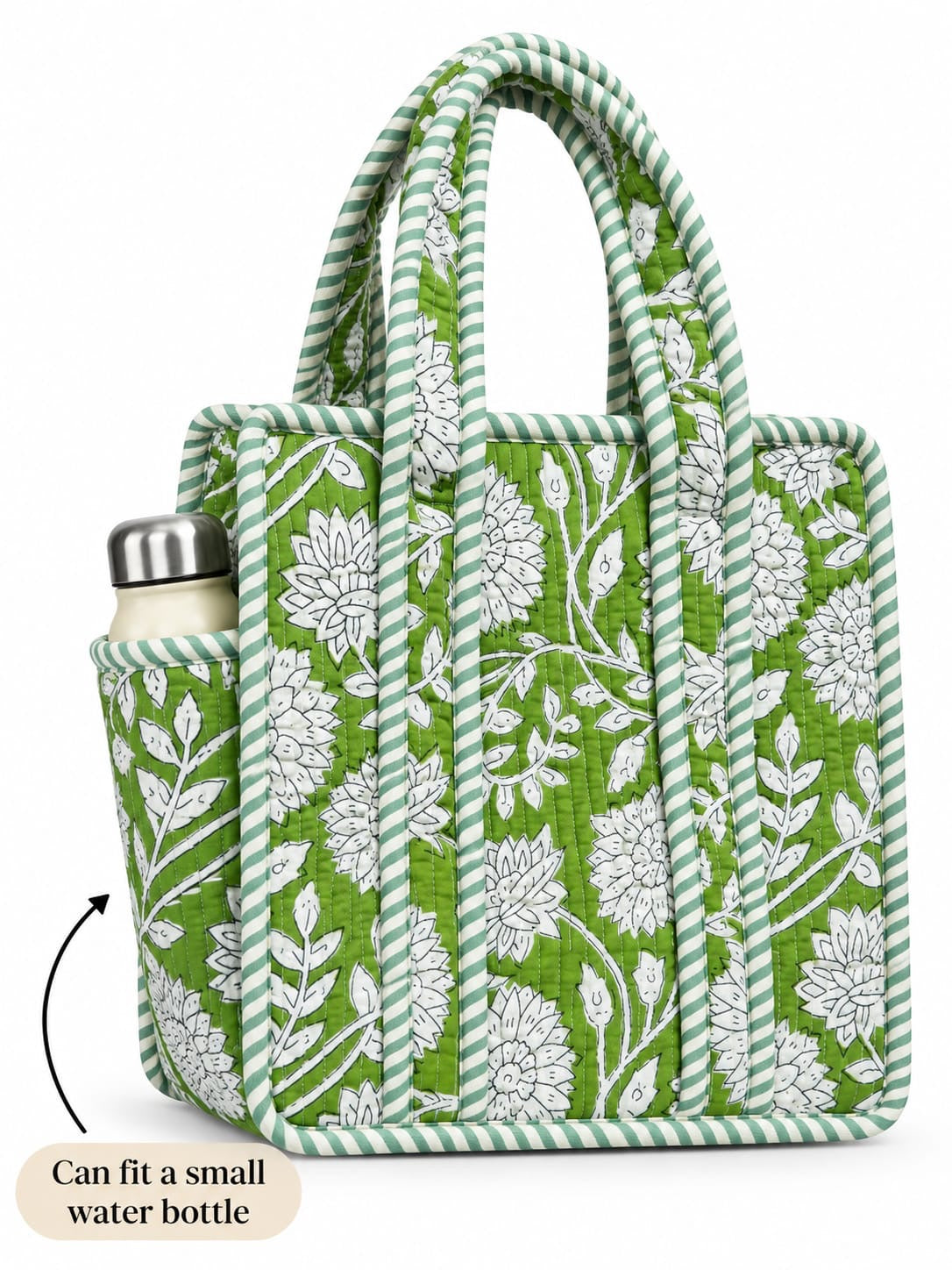 Mint Green · Quilted Cotton Tote Bag