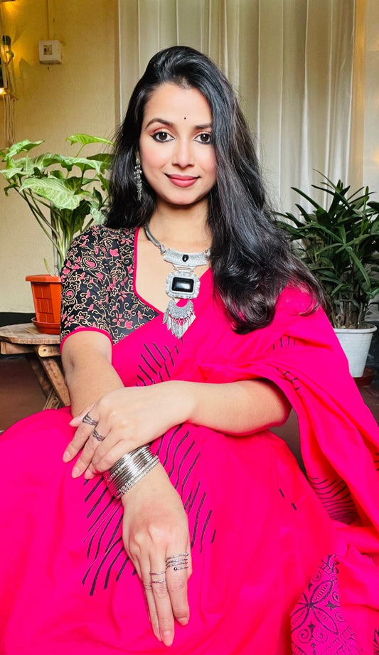 South Indian Cotton Hand-Printed saree