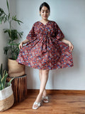 Hand Block Printed Free-Size Short Kaftan Dress