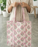 Phoolwari Quilted Tote Bag with Zip