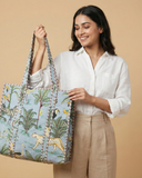 Jungle Muse Quilted Tote Bag with Zip