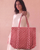 Coral Blossom Tote Bag with Zip