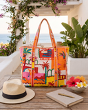 Beachy Bloom Tote Bag with Zip