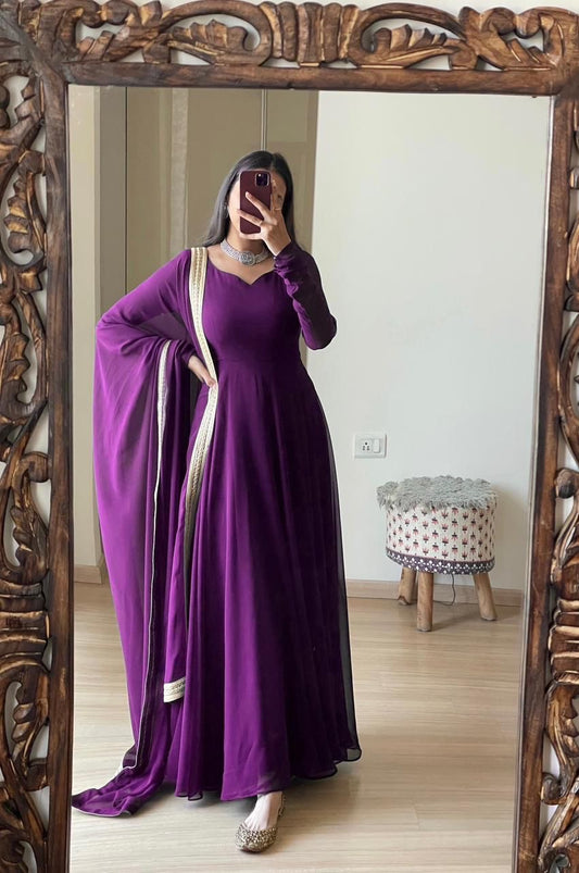 Stunning Gown set with Dupatta (6 Colors)
