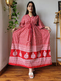 Hand Block Printed Cotton Free Size Dress