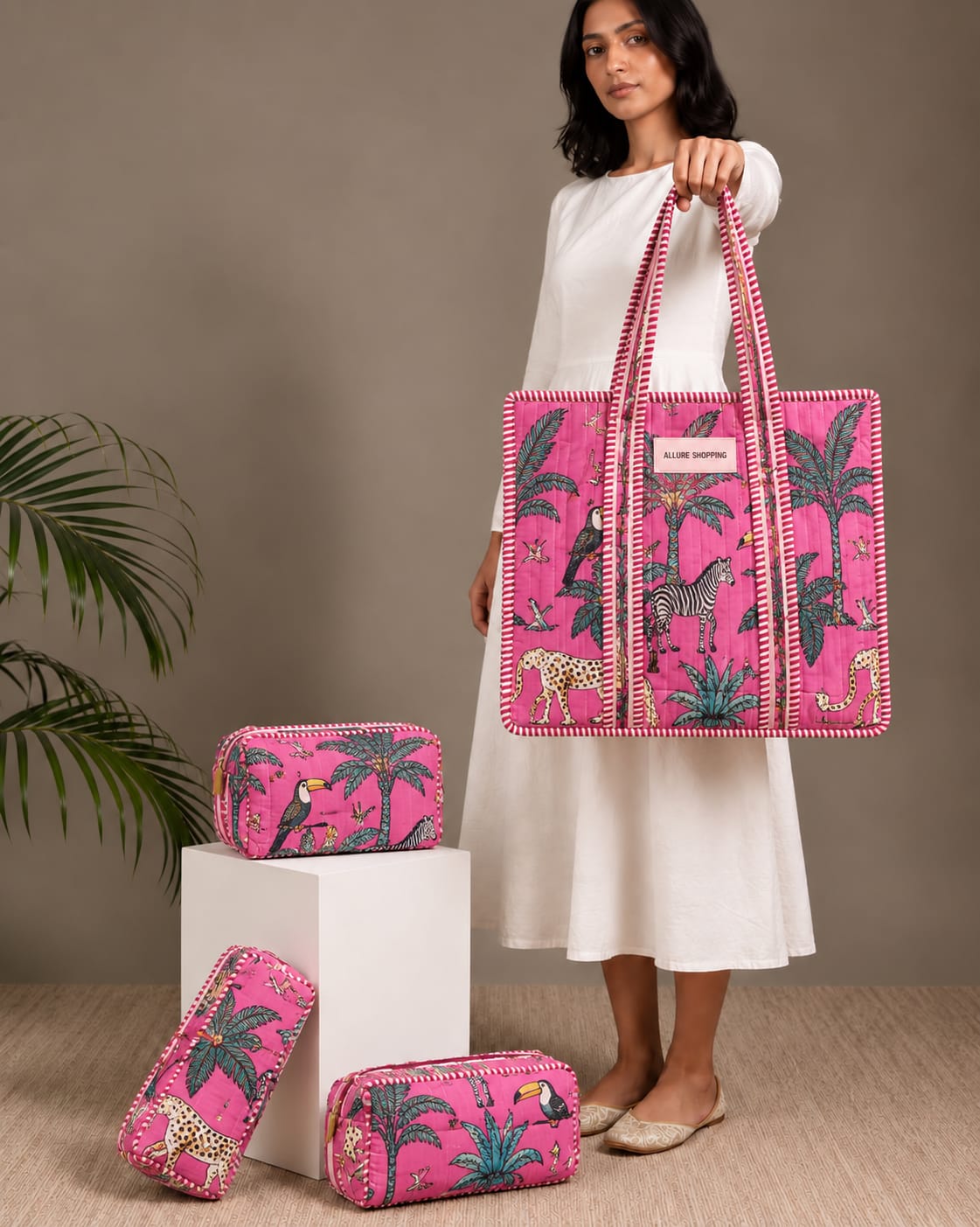 Jungle Glow Tote Bag with Zip