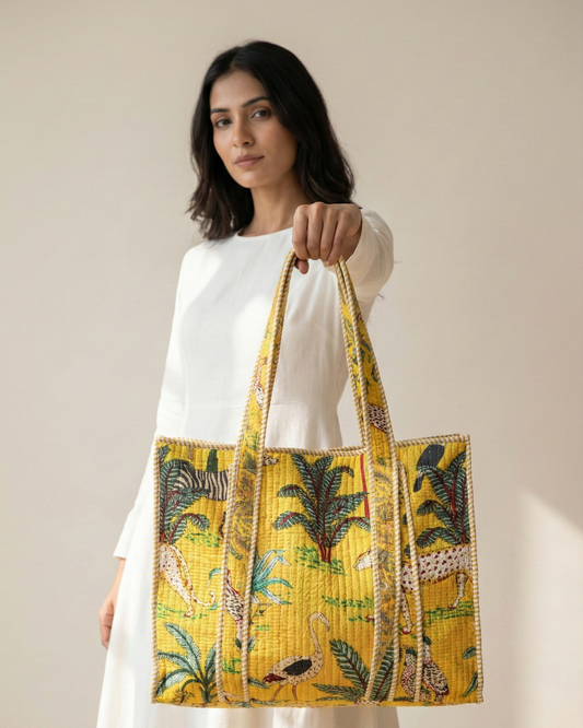 Jungle Glow Tote Bag with Zip