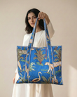 Blue Jungle Glow Tote Bag with Zip