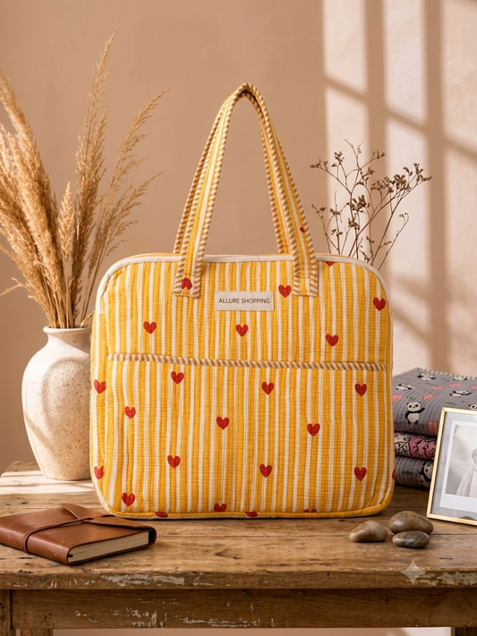 Yellow & White Meadow · Quilted Cotton Laptop Sleeve