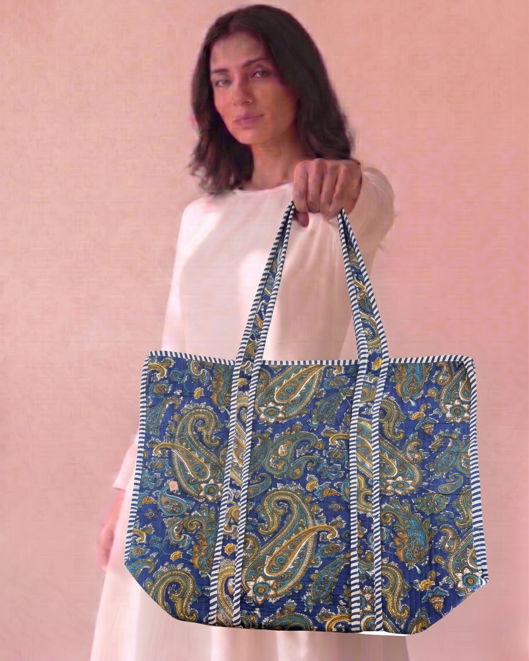 Sapphire Tapestry Tote Bag with Zip