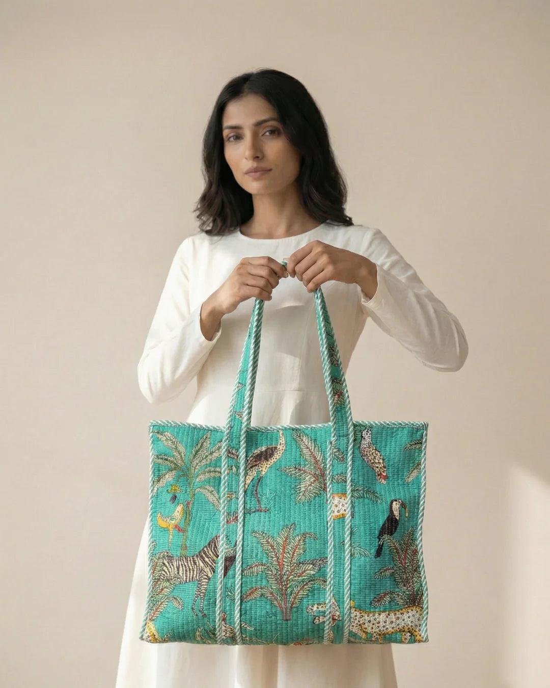 Jungle Glow Tote Bag with Zip