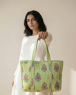 Parrot Green Tote Bag with Zip
