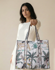 White Jungle Glow Tote Bag with Zip