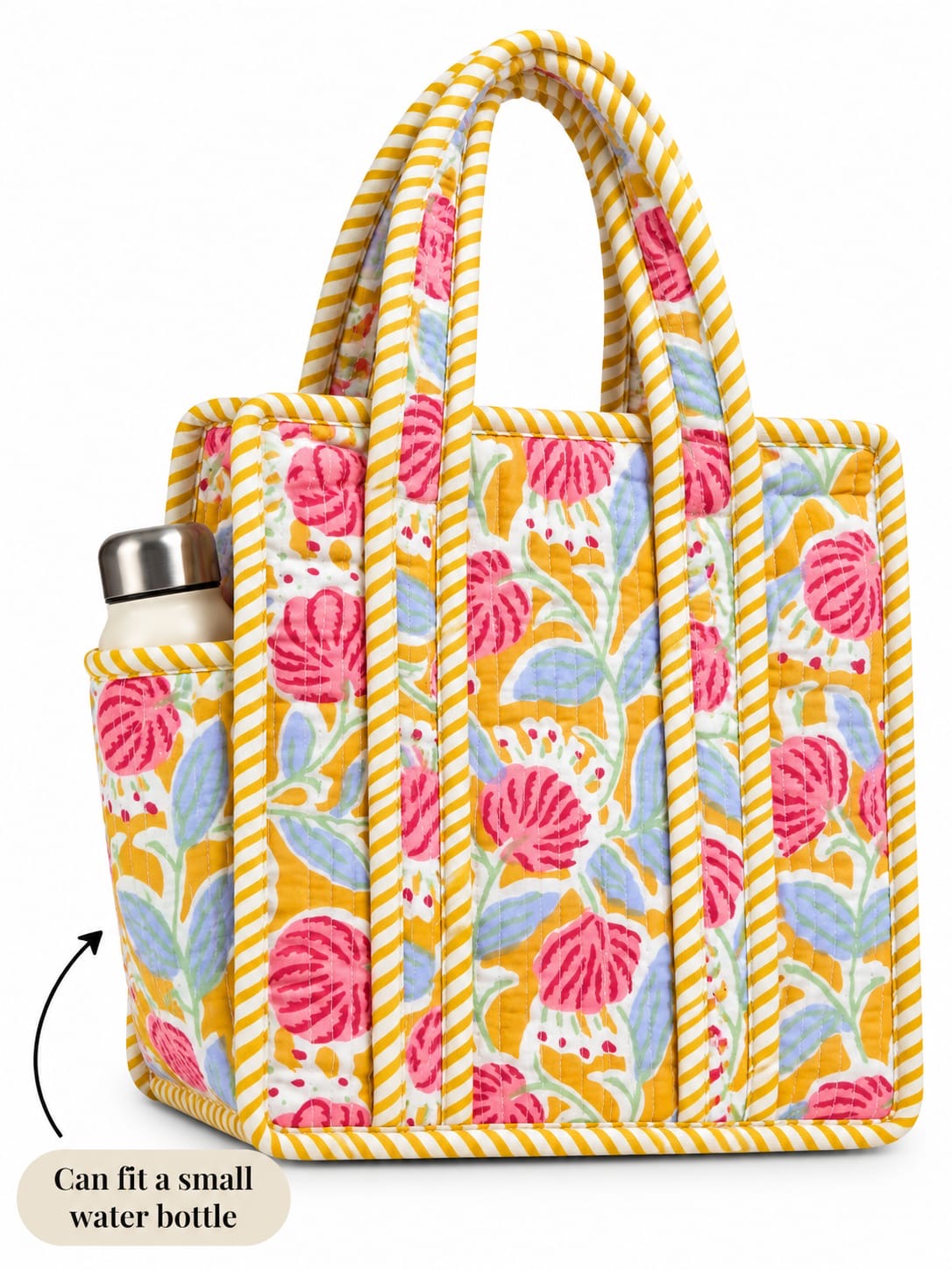 Peach Garden · Quilted Cotton Tote Bag
