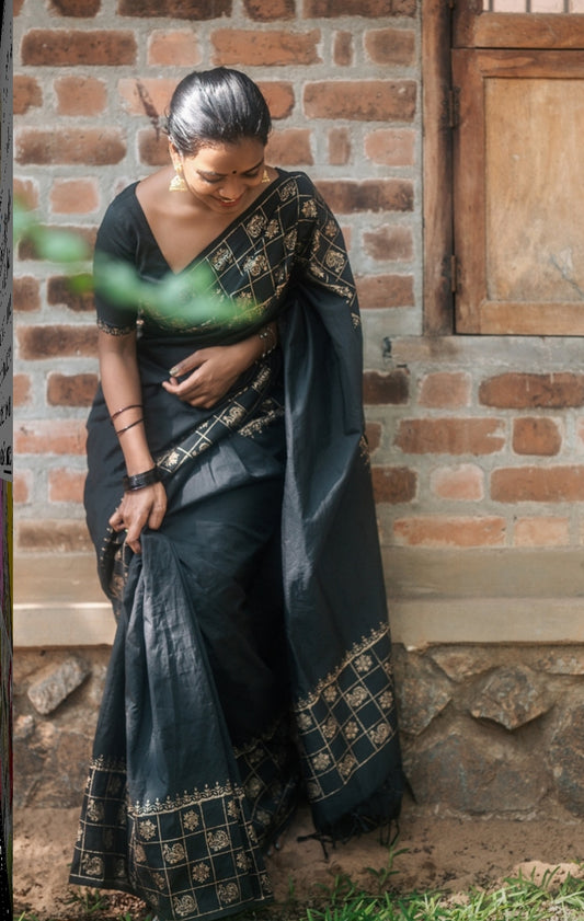 South Indian Cotton Hand-Printed saree