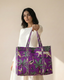 Purple Jungle Glow Tote Bag with Zip