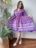 Hand Block Printed Free-Size Short Kaftan Dress
