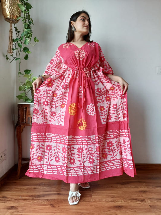Hand Block Printed Cotton Free Size Dress